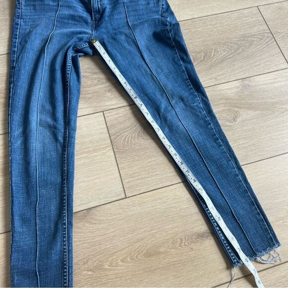 Levi’s 535 Super Skinny Frayed Jeans Size 32 Front Seam Raw Frayed Hem Mid Rise - Picture 6 of 11